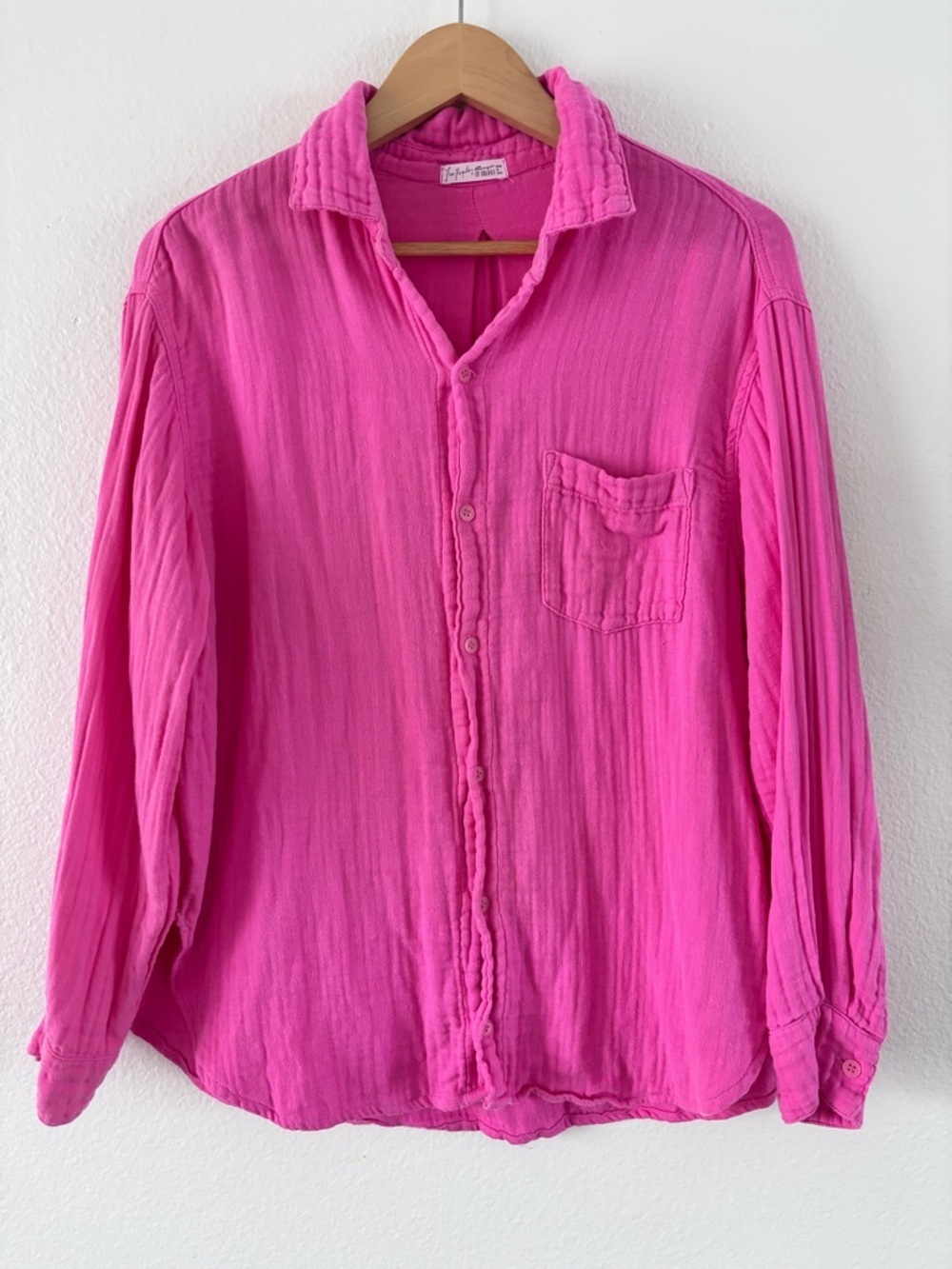 Free People CP Shades Marella Cotton Double Gauze Oversized Button Top Blouse